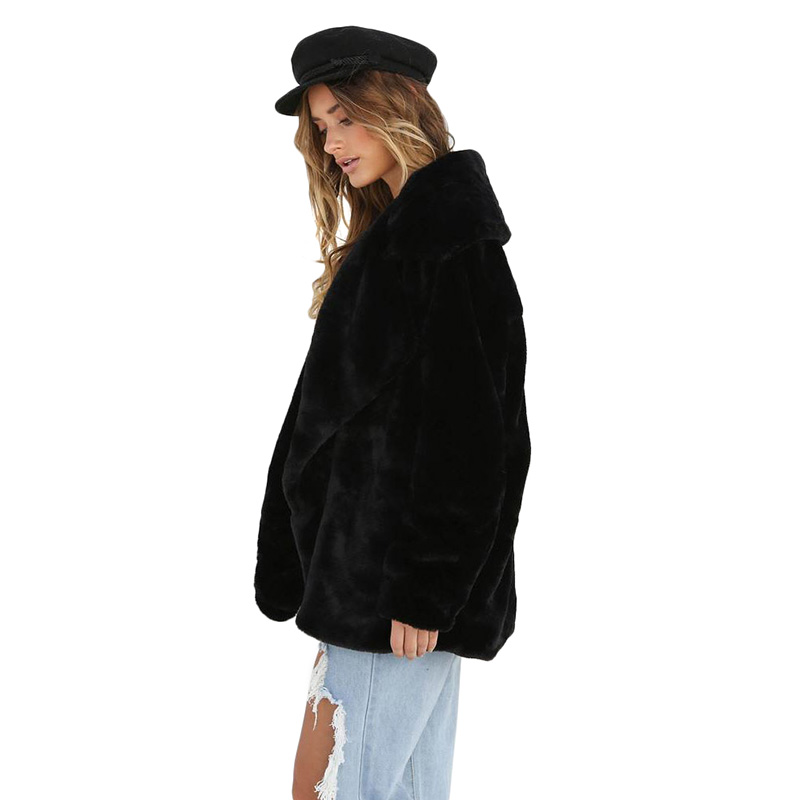 New Autumn Winter Fleece Faux Fur Jacket Coat Fashion Ladies Women Long Sleeve Open Front Turn Down Collar Outerwear 2019