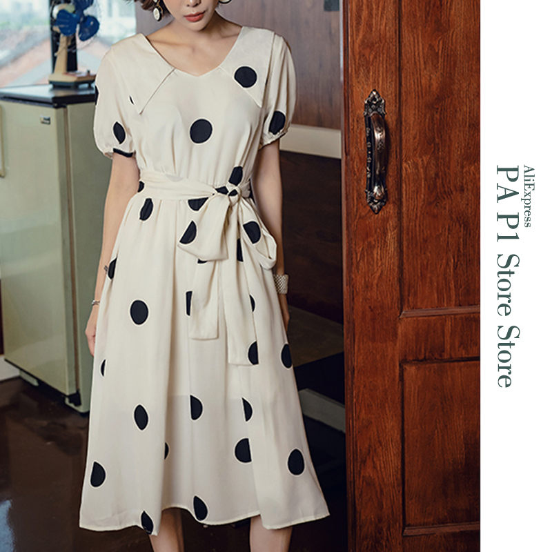 2020 Elegant women dress summer dot French women short dress Casual vintage, As pic
2020 Elegant women dress summer dot French women short dress Casual vintage, As pic