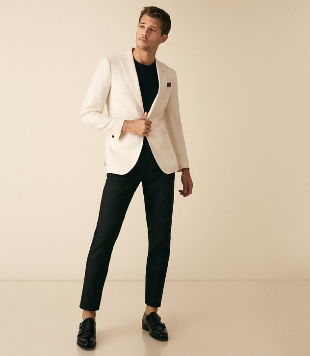 Handsome Ivory Groom Tuxedos Groomsmen Peaked Lapel Best Man Suit Wedding Men's Blazer Suits Custom Made (Jacket+Pants)