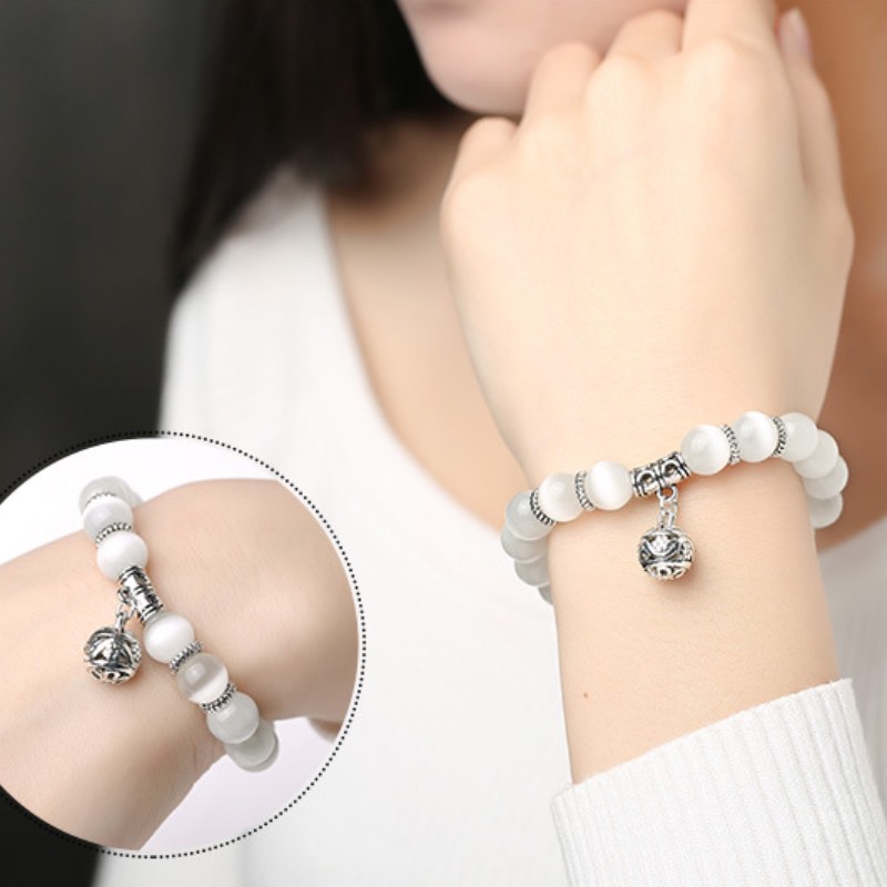 Natural Crystal Opal Beaded Bracelets Single Circle Transfer Ball Charm Bracelet Women Jewelry 5 Colors