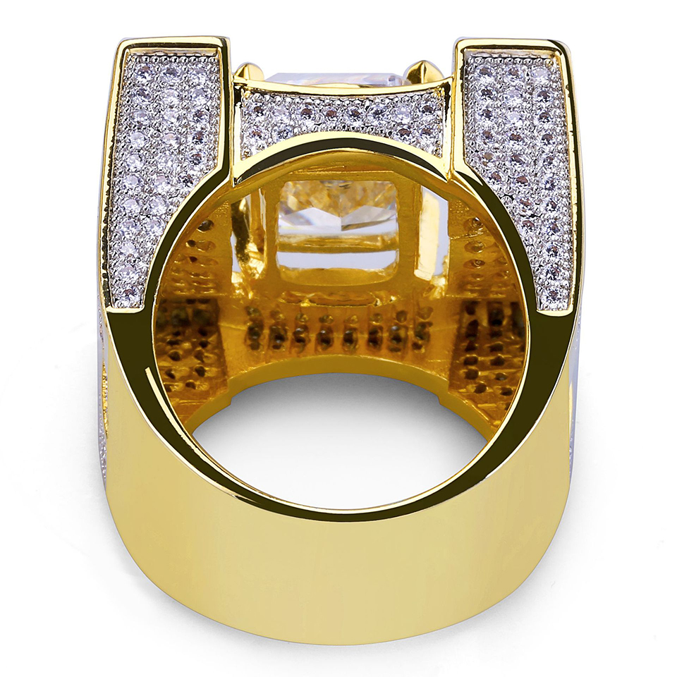 24mm Big Heavy Cubic Zirconia Square Hip Hop Ring for Men Top Quality Personalized Full CZ Stone Punk Rock Rapper Jewelry for Men Size 7 to 11 Comfort