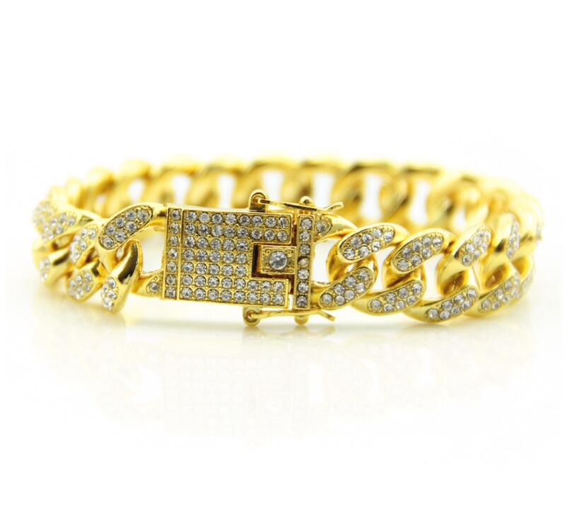 Cuban Chain Bracelet For Mens Tops Quality Hip Hop Bracelets Gold Bracelets Pop Club Accessories Plating Bangle Zircon Chains