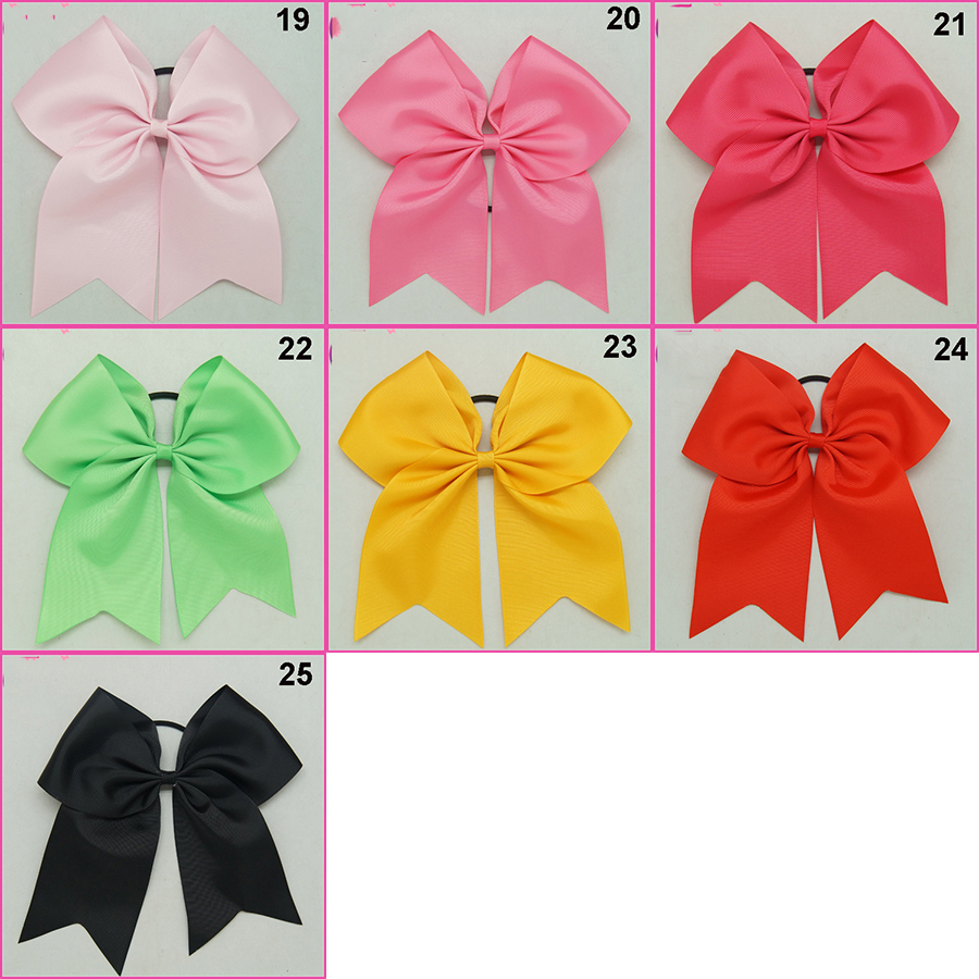 8 Inch Large Plain Solid Cheerleading Ribbon Bows Grosgrain Cheer Bows Tie With Elastic Band Girls Rubber Hair Band Hair Accessories M1116