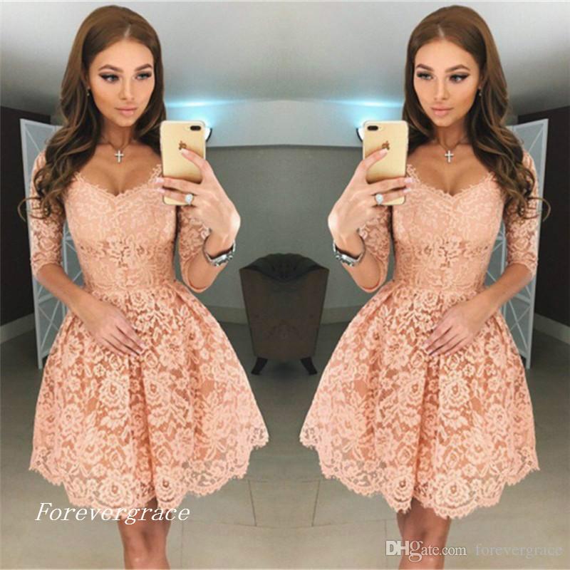 2019 Cheap 3/4 Sleeves Cocktail Dress A Line Lace V Neck Mini Short Club Wear Homecoming Party Dress Plus Size Custom Make, Lilac
2019 Cheap 3/4 Sleeves Cocktail Dress A Line Lace V Neck Mini Short Club Wear Homecoming Party Dress Plus Size Custom Make, Lilac