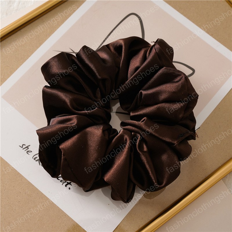 Ins Big Size Bright Color Hair Scrunchies Women Silk Scrunchie Elastic Hair Bands Girls Headwear Donut Grip Loop Ponytail Holder