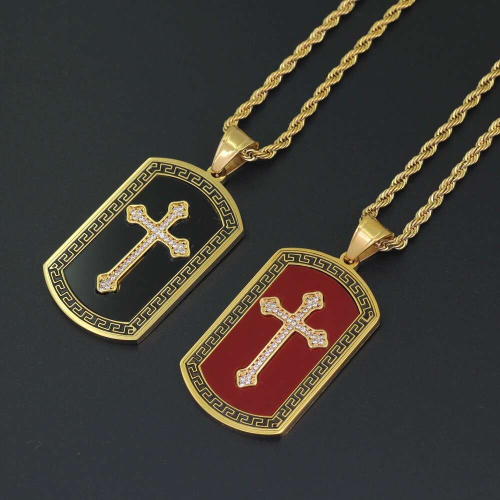 hip hop cross diamonds pendant necklaces for men crystal black red luxury necklace Stainless steel Cuban chains dog tag Religion jewelry 
hip hop cross diamonds pendant necklaces for men crystal black red luxury necklace Stainless steel Cuban chains dog tag Religion jewelry