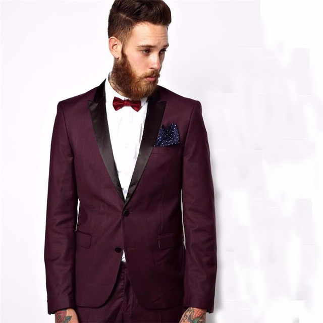 Groomsmen Peaked Black Lapel Groom Tuxedos Burgundy Mens Suit Wedding Best Man (Jacket+Pants+Tie) high quality Suits, As pic style color
Groomsmen Peaked Black Lapel Groom Tuxedos Burgundy Mens Suit Wedding Best Man (Jacket+Pants+Tie) high quality Suits, As pic style color