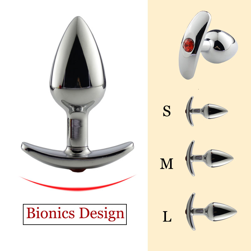 Small Metal Anal Plug with Red Jeweled Large Steel Butt Plug with Diamond Women Jewel Sex Anal toys Underwear All Day Beginner Y191028