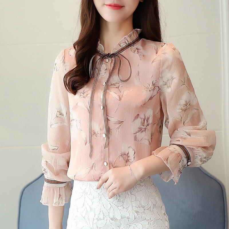 Fashion 2019 Autumn long sleeve print chiffon women shirt casual OL blouse ladies tops blusa feminina 0871 30 MX200407