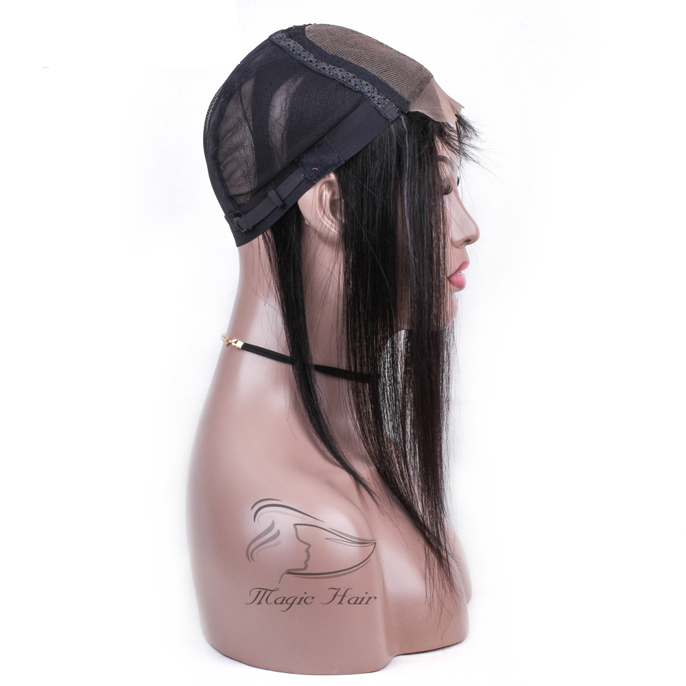 4*4 inch Straight Lace Closure With Wig Cap Natural Color Brazilian Straight Hair Middle Part 100% Human Hair Closure