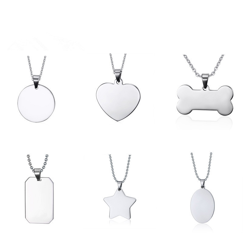 Fashion stainless steel necklace for women and men creative bone star heart shaped blank dog tag pendant necklace
Fashion stainless steel necklace for women and men creative bone star heart shaped blank dog tag pendant necklace