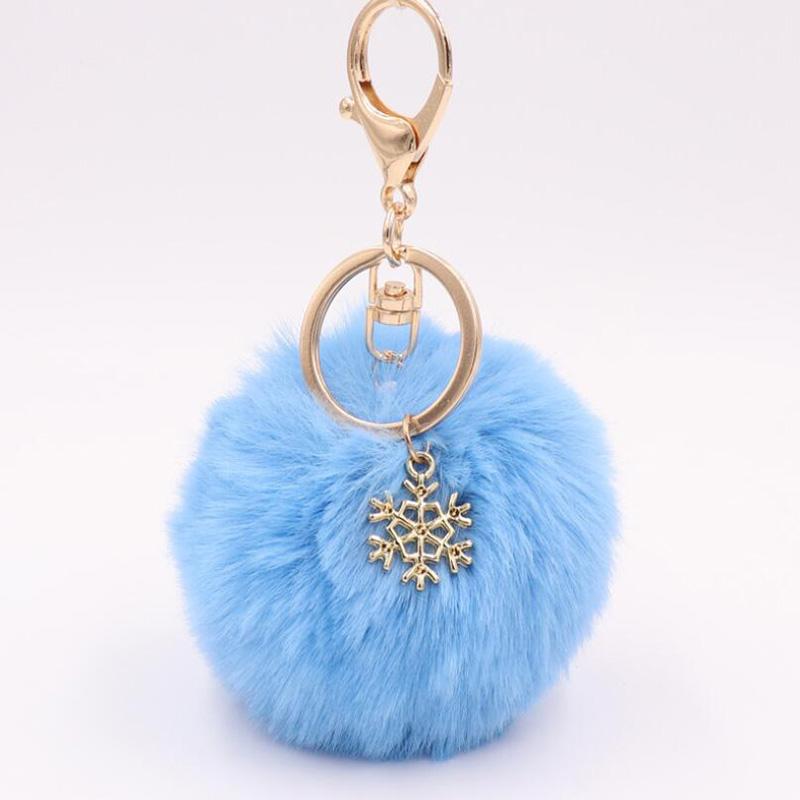 10pcs/Lot Girls Fashion Jewelry Keychains Party Favors Lovely Fluffy Balls Snow Key Ring Baby Shower Gift For Women Bags Decor 8cm