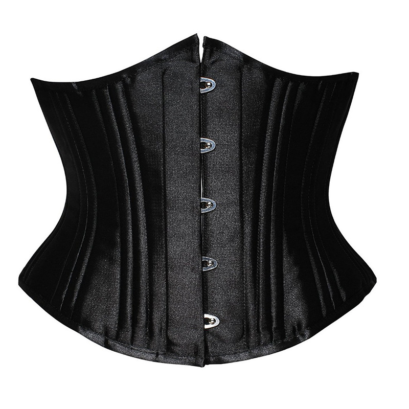 26 Double Boned Steel Bone Waist Trainer Body Shaper Satin Underbust Corset Women Slim Modeling Strap Belly Slimming Sheath Belt Black White