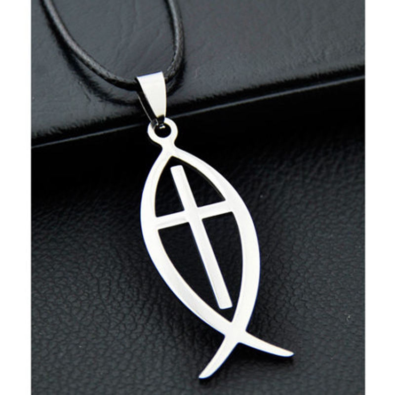Wholesale 10pcs/lot men women's Jesus Fish charms Pendants Stainless Steel Necklace Ichthys Jesus cross pendant necklace ST03, Silver
Wholesale 10pcs/lot men women's Jesus Fish charms Pendants Stainless Steel Necklace Ichthys Jesus cross pendant necklace ST03, Silver