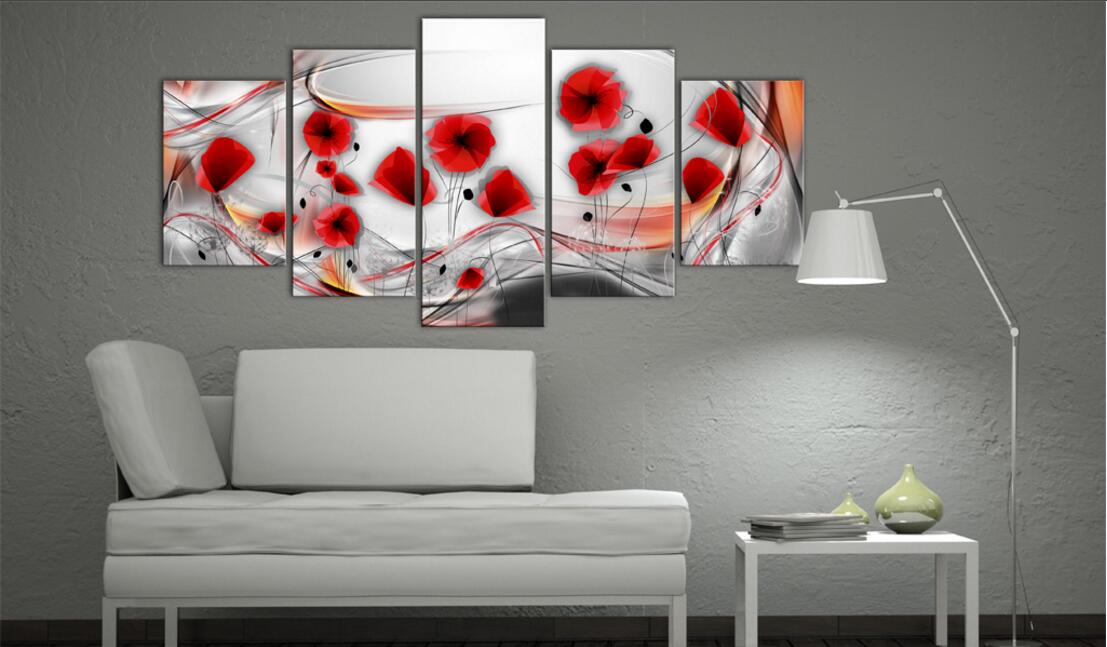 No Frame 5 Panels Modern Canvas Prints Artwork Beautiful Poppy Flower Abstract Dancer Canvas Painting Wall Art Home Decor For Living Room Pi