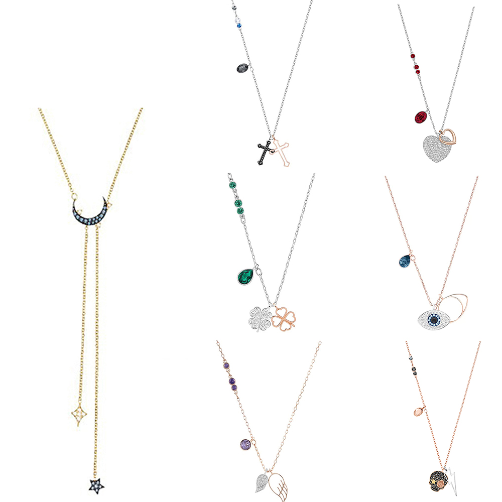 FAHMI Duo Evil Eye Angel Wings Four-Leaf Clover Cross Women's Rose Gold Clavicle Chain Fashion Flashing Star Moon Pendant Necklace, Black
FAHMI Duo Evil Eye Angel Wings Four-Leaf Clover Cross Women's Rose Gold Clavicle Chain Fashion Flashing Star Moon Pendant Necklace, Black