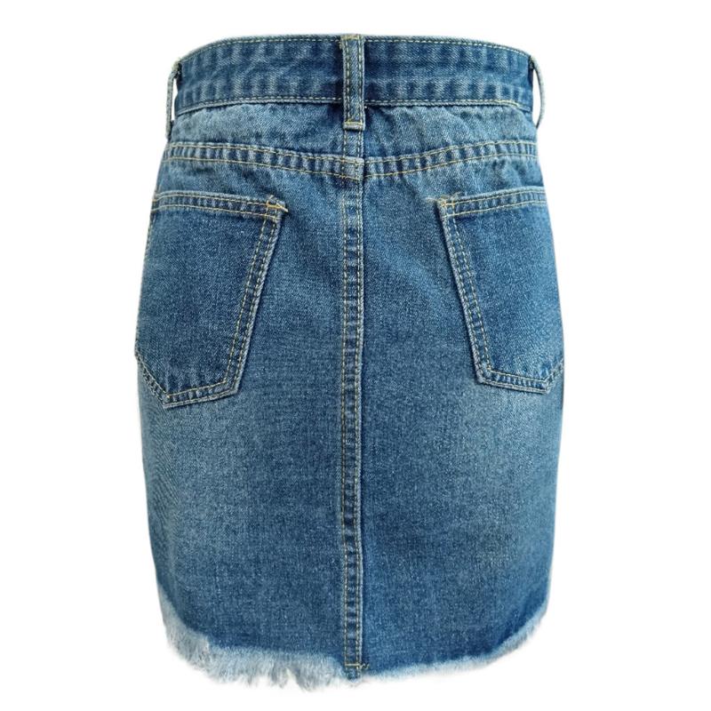 Plus Size Mini Skirts Womens Summer 2019 Streetwear Casual Denim Skirt Hole Button Women Skirt Faldas Mujer Moda 2019