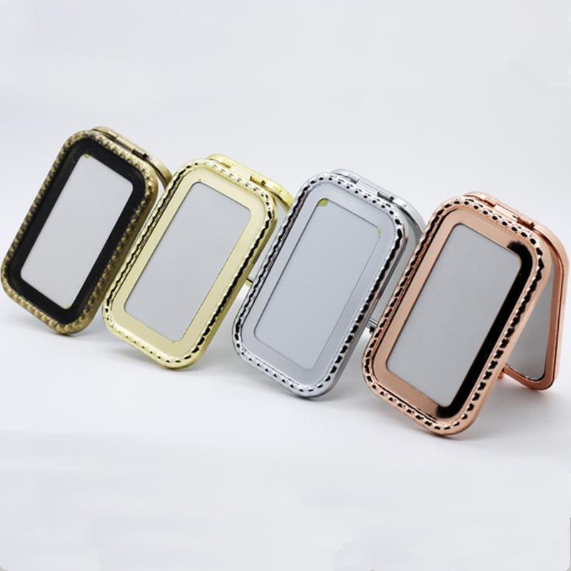 Portable Pocket mirror girl rectangular shaped foldable double makeup mirror Travel tool fast shipping F2308
