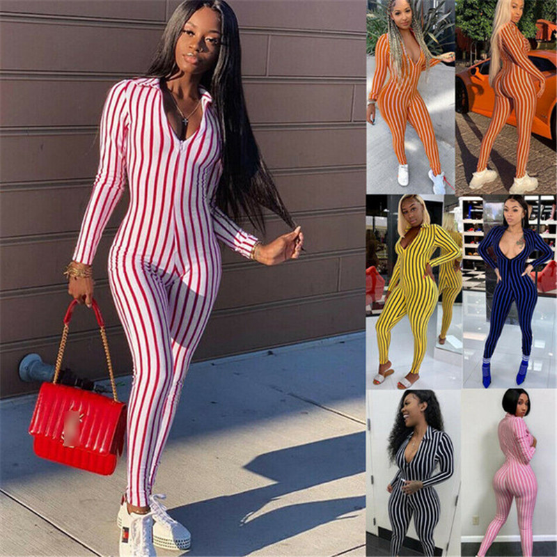 Fashion Striped Jumpsuit Women Ladies Clubwear Summer Long Sleeve Playsuit Bodycon Party Jumpsuit Romper, Black
Fashion Striped Jumpsuit Women Ladies Clubwear Summer Long Sleeve Playsuit Bodycon Party Jumpsuit Romper, Black