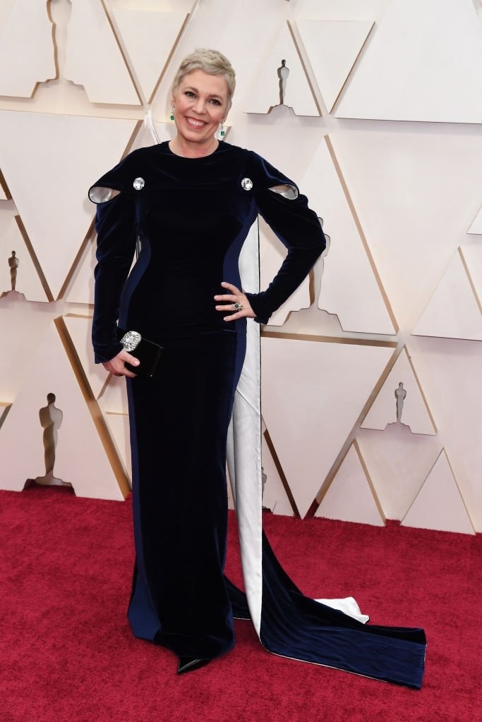 Arrival Th New Oscar Awards Olivia Colman Mermaid Evening Dresses Jewel Neck Veet Long Sleeves Floor Length Red Carpet Celebrity Dress