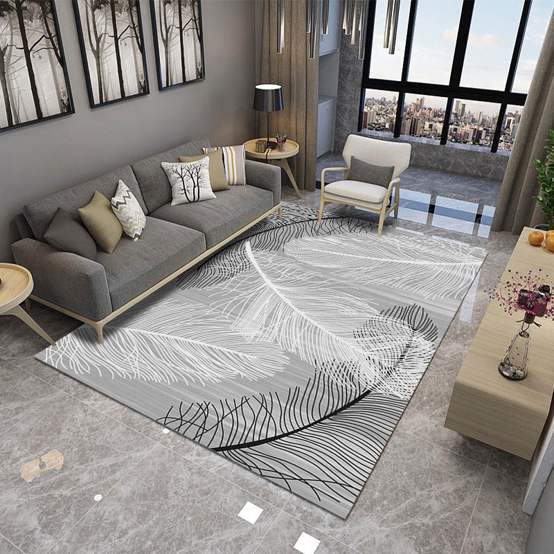 Simple modern feather living room rugs bedroom carpet children's bedside model window mat floor 3d mat rainbow rug