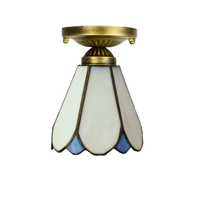 Tiffany stained glass ceiling lights E27 aisle balcony bay window small ceiling lamp Modern minimalist white glass lampsTF093