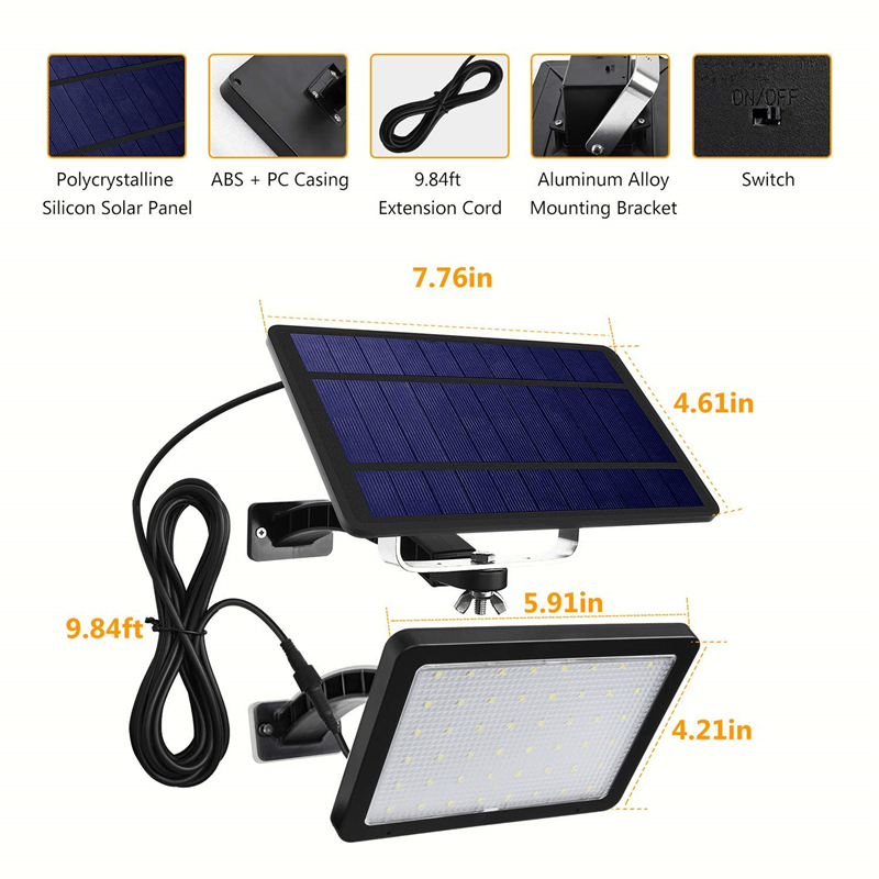 Solar Garden Lamp 48 leds street wall light Outdoor IP65 Integrate Split Porch Lamp for Front Door Yard Patio Pathway Garage