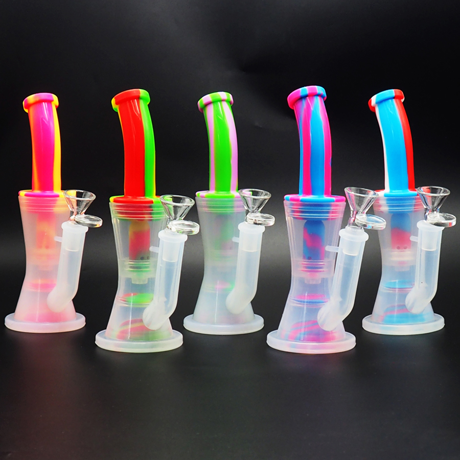 high quality Bongs Hookah double-decker filtering smoking water pipe silicone tube glass bong dab rig for smoke dry herb wax vaporizer Unbreakable
high quality Bongs Hookah double-decker filtering smoking water pipe silicone tube glass bong dab rig for smoke dry herb wax vaporizer Unbreakable