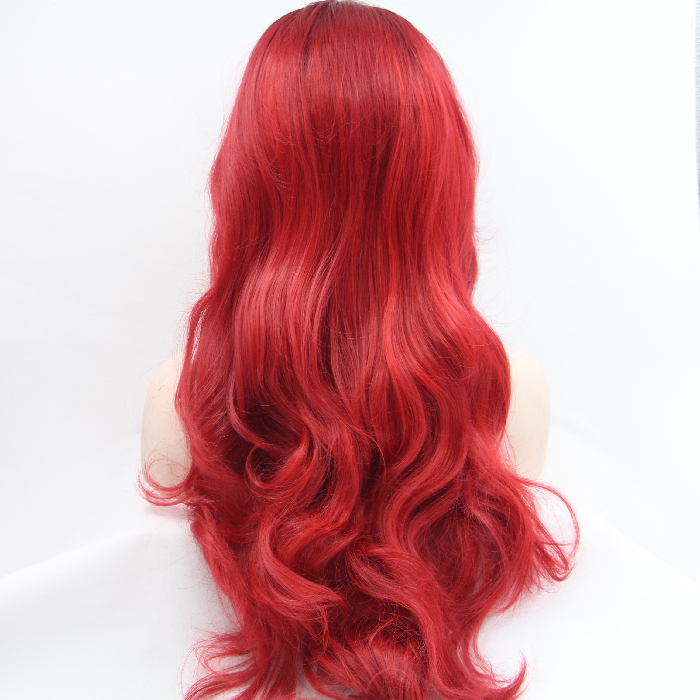 Sexy ombre red synthetic lace front wig body wavy Wig Glueless 1B Ombre Heat Resistant Natural Hairline For Women