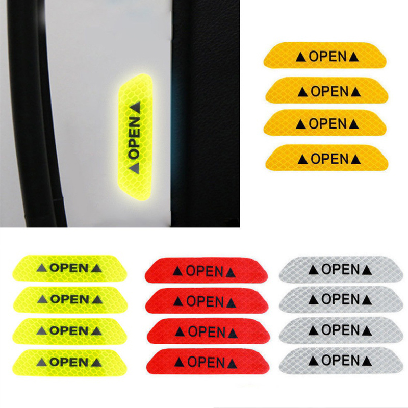 4Pcs/Set Car Door Sticker Anti-collision Warning Tape Car Reflective Stickers Reflective Strips Car-styling Safety Mark Car Stickers