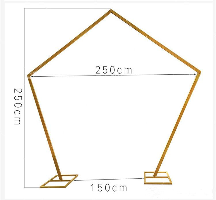 2020 Wedding Wrought Iron Backdrop Stand Geometry Pentagon Road Lead Metal Arch Flowers Shelf For Wedding Party Decoration