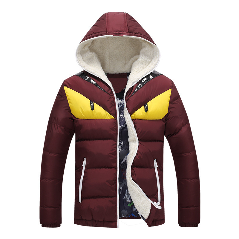 Thick Bomber Jackets Men Fashion Stand Collar Slim Fit Winter Parka Mens Casual Patchwork Cotton Padded Hooded Parkas Coat T200102