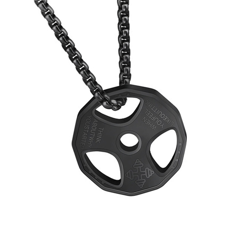 Men's Gun Black Sports Barbell Dumbbell Pendant Necklace Stainless Steel Sports Fitness Pendants Jewelry Gold/Silver/Black