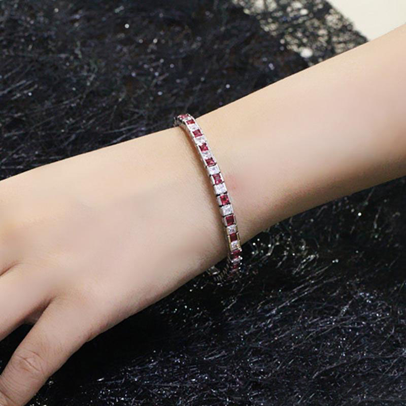 New Trendy White Gold Plated Square CZ Tennis Braclet for Girls Women for Party Wedding Gift for Friend