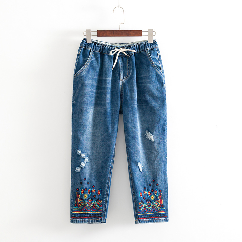 2019 Plus Size Casual Jeans Summer Women Clothing Fashion Loose leg opening Embroidery hole Denim Calf-Length Pants S7, Blue
2019 Plus Size Casual Jeans Summer Women Clothing Fashion Loose leg opening Embroidery hole Denim Calf-Length Pants S7, Blue