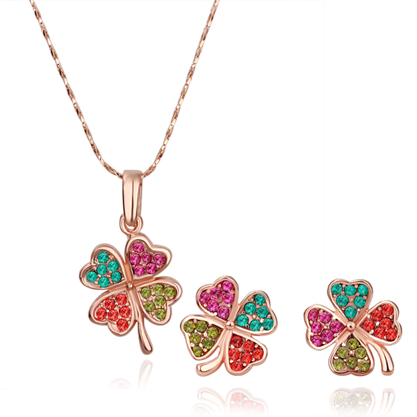 Classical 18K Rose Gold Plated Fashion Clovers Women Jewelry Sets Genuine Austrian Crystal Necklaces Stud Earrings for Women
Classical 18K Rose Gold Plated Fashion Clovers Women Jewelry Sets Genuine Austrian Crystal Necklaces Stud Earrings for Women