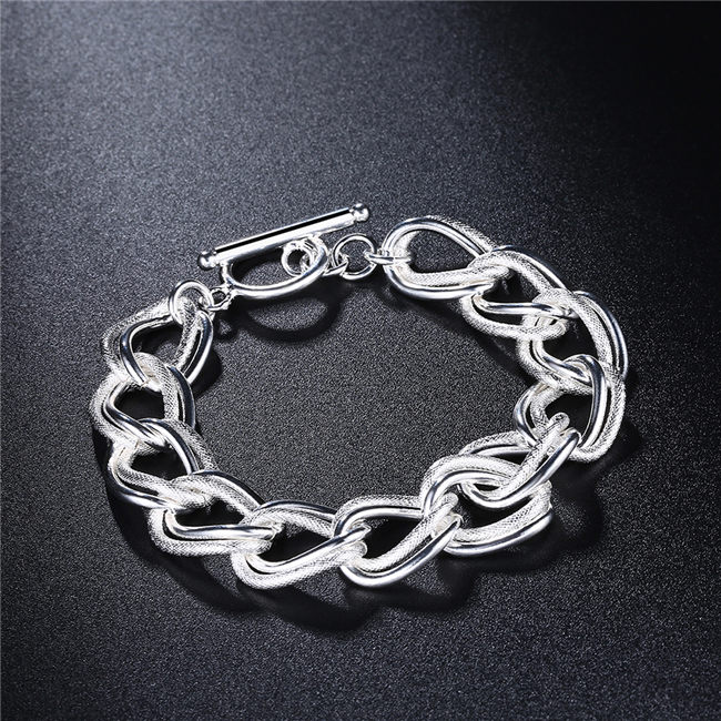 Hot sale 925 silver Flash twisting double circle TO bracelet DFMCH290,fashion 925 sterling silver plated Chain link bracelets high grade