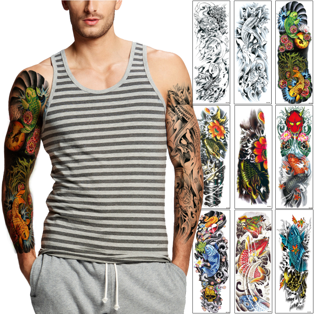 Full Arm Tattoo Sticker Fish Lotus Flower Spindrift Decal Big Large Temporary Leg Sleeve Body Tatoo Design for Cool Man Woman Festival Gift
Full Arm Tattoo Sticker Fish Lotus Flower Spindrift Decal Big Large Temporary Leg Sleeve Body Tatoo Design for Cool Man Woman Festival Gift