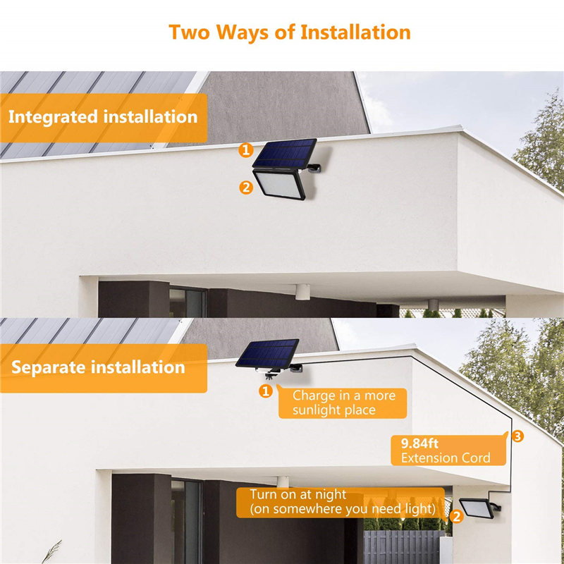 Solar Garden Lamp 48 leds street wall light Outdoor IP65 Integrate Split Porch Lamp for Front Door Yard Patio Pathway Garage