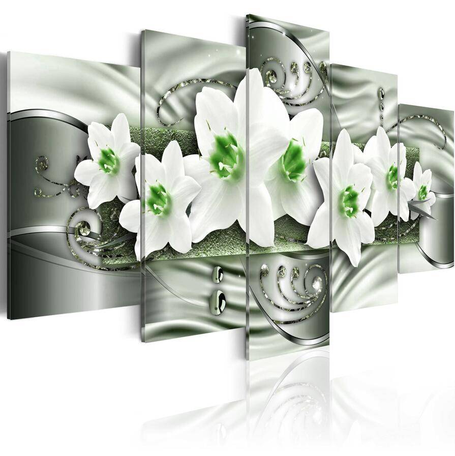 5PCS/Set White Narcissus Flower Art Print Frameless Canvas Painting Wall Picture Home Decoration,Choose Color And Size No Frame