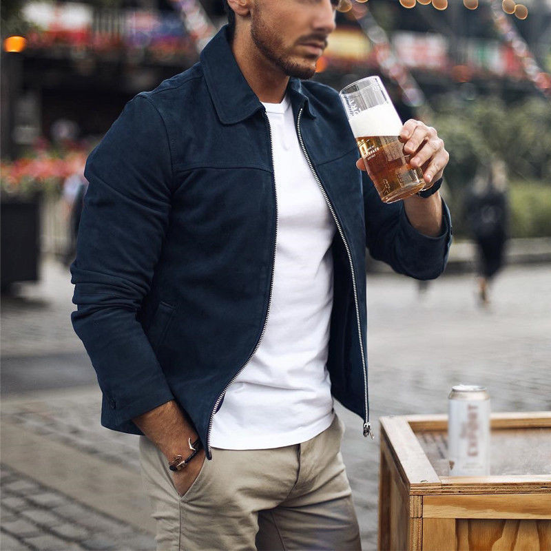 MJARTORIA 2020 New Fashion Men's Suede Leather Jacket Slim Fit Biker Motorcycle Jacket Coat Zipper Outwear Homme Streetwear