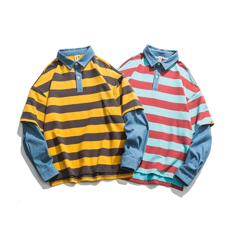 Men Women Stripe Splice Denim Long Sleeve Pullover Sweatshirt Male Streetwear Hip Hop Retro Fashion Shirt Collar Hoodie, Yellow
Men Women Stripe Splice Denim Long Sleeve Pullover Sweatshirt Male Streetwear Hip Hop Retro Fashion Shirt Collar Hoodie, Yellow