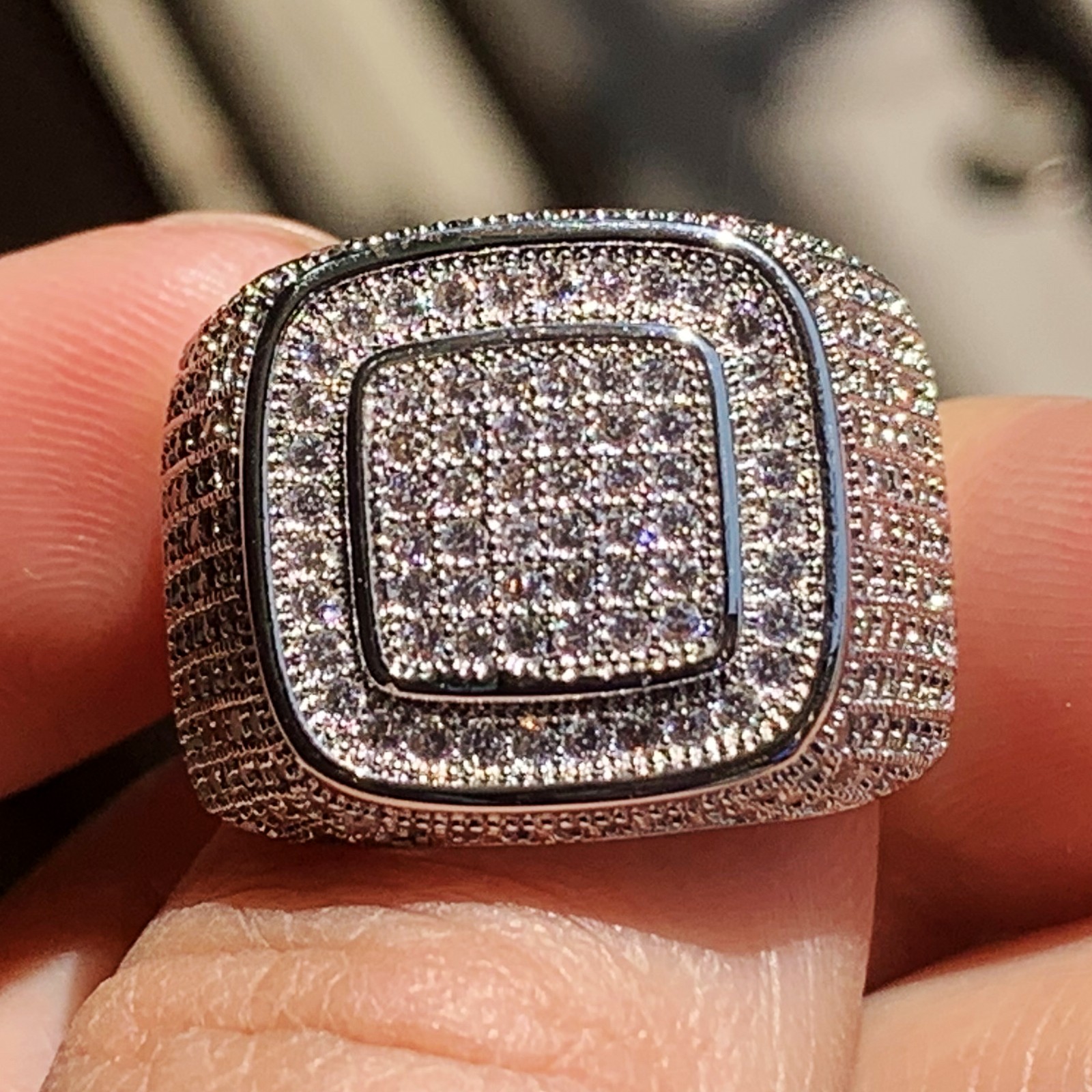 Infinity Luxury Jewelry Big Promotion 925 Sterling Silver Pave Tiny White Sapphire CZ Diamond Gemstones Wedding Finger Ring for Men Gift