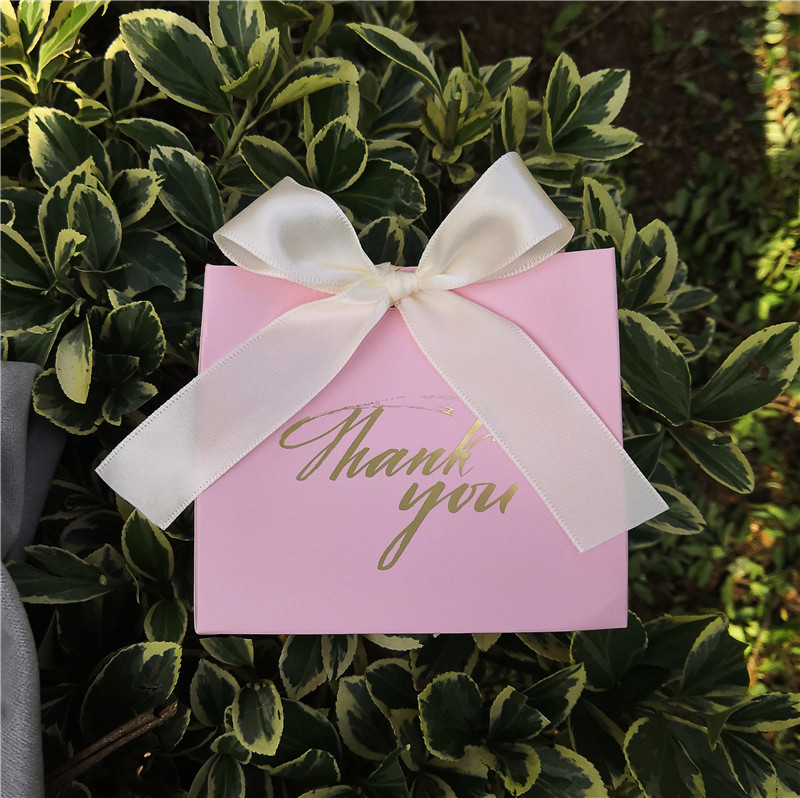 Thank You Printed PINK Candy Bag Box for Favor Gift Decoration/Event Party Supplies/Wedding Favours Gift Boxes