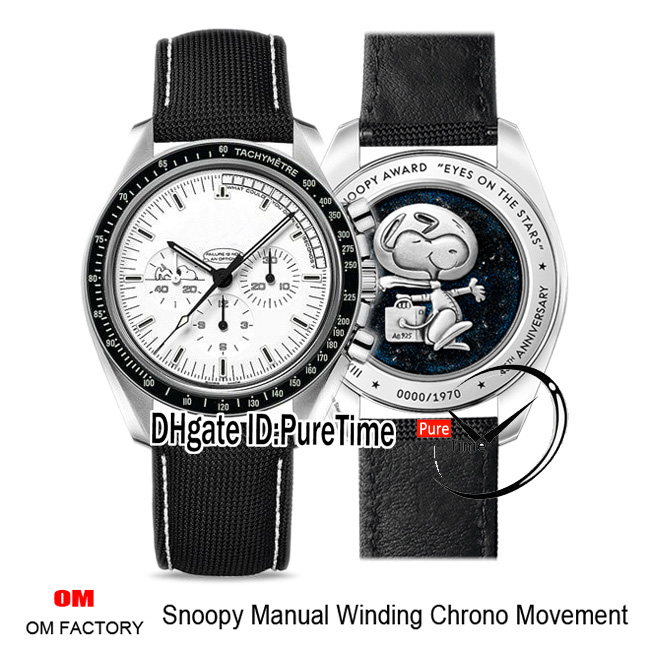OMF Moonwatch Silver Snoopy Anniversary Manual Winding Chrono Mens Watch White Dial Black Nylon White Line 311.32.42.30.04.003 Puretime 02, Customized waterproof service
OMF Moonwatch Silver Snoopy Anniversary Manual Winding Chrono Mens Watch White Dial Black Nylon White Line 311.32.42.30.04.003 Puretime 02, Customized waterproof service