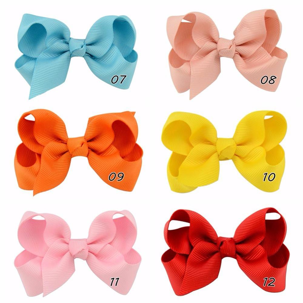 20pcs/Lot Korean 3 Inch Grosgrain Ribbon Hair Bows Accessories With Clip Boutique Bow Hairpins Hair Ornaments