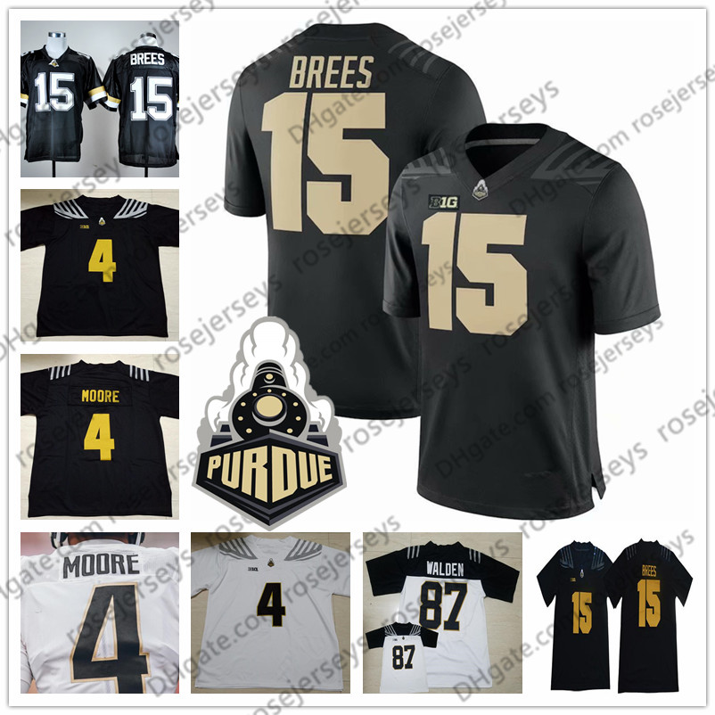 NCAA Purdue Boilermakers #15 Drew Brees 12 Bob Griese 40 Mike Alstott 24 Otis Armstrong Black White Retired Vintage College Football Jersey