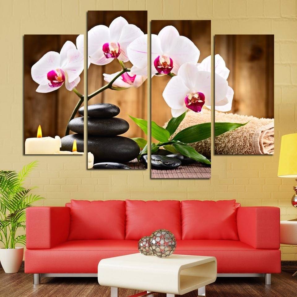 4pcs/set Unframed Spa Flower Confort Painting On Canvas Wall Art Painting Art Picture For Home and Living Room Decor