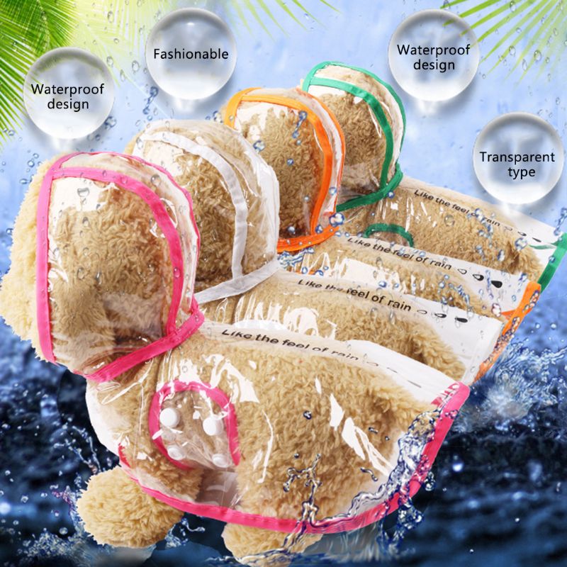 Pet Rain Coat Waterproof PVC Transparent Windproof Rainy Clothing Dog Puppy Jacket Hoodie Teddy Clothes Raincoat Summer Pets Coa