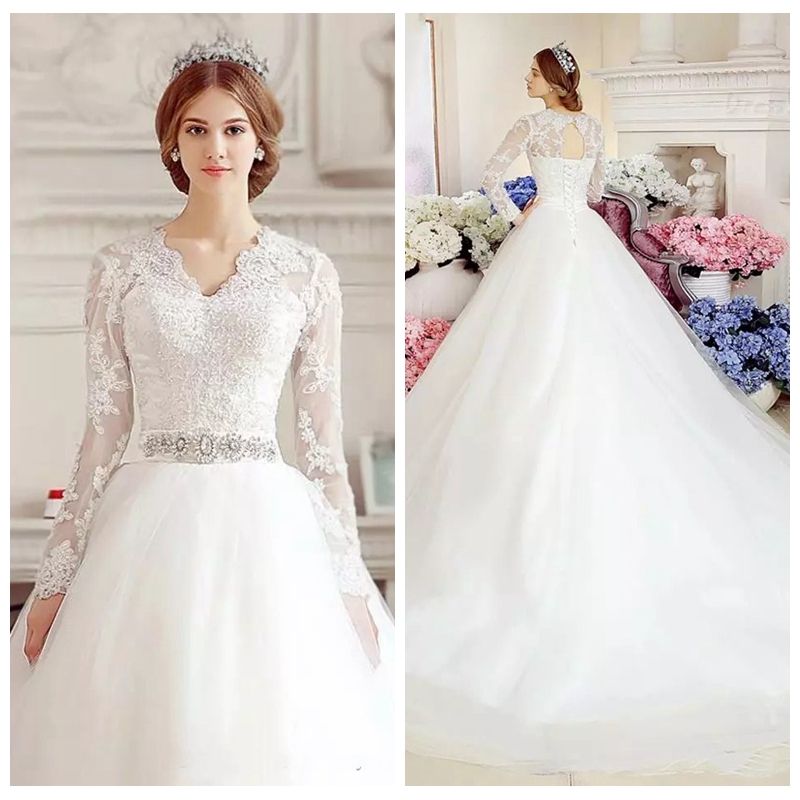 2019 Modest Long Sleeves Lace Appliques Wedding Dresses Formal Princess Bridal Gowns Beaded Vestidos De Novia Real Photos Custom Plus Size, Pink
2019 Modest Long Sleeves Lace Appliques Wedding Dresses Formal Princess Bridal Gowns Beaded Vestidos De Novia Real Photos Custom Plus Size, Pink